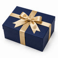 Geschenkbox 25 x 18 x 9 cm Karton Navyblau Gold mit Satinband Schleife