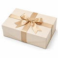 Geschenkbox 30 x 22 x 10 cm aus Karton in Creme mit Satinschleife für Geschenkverpackungen