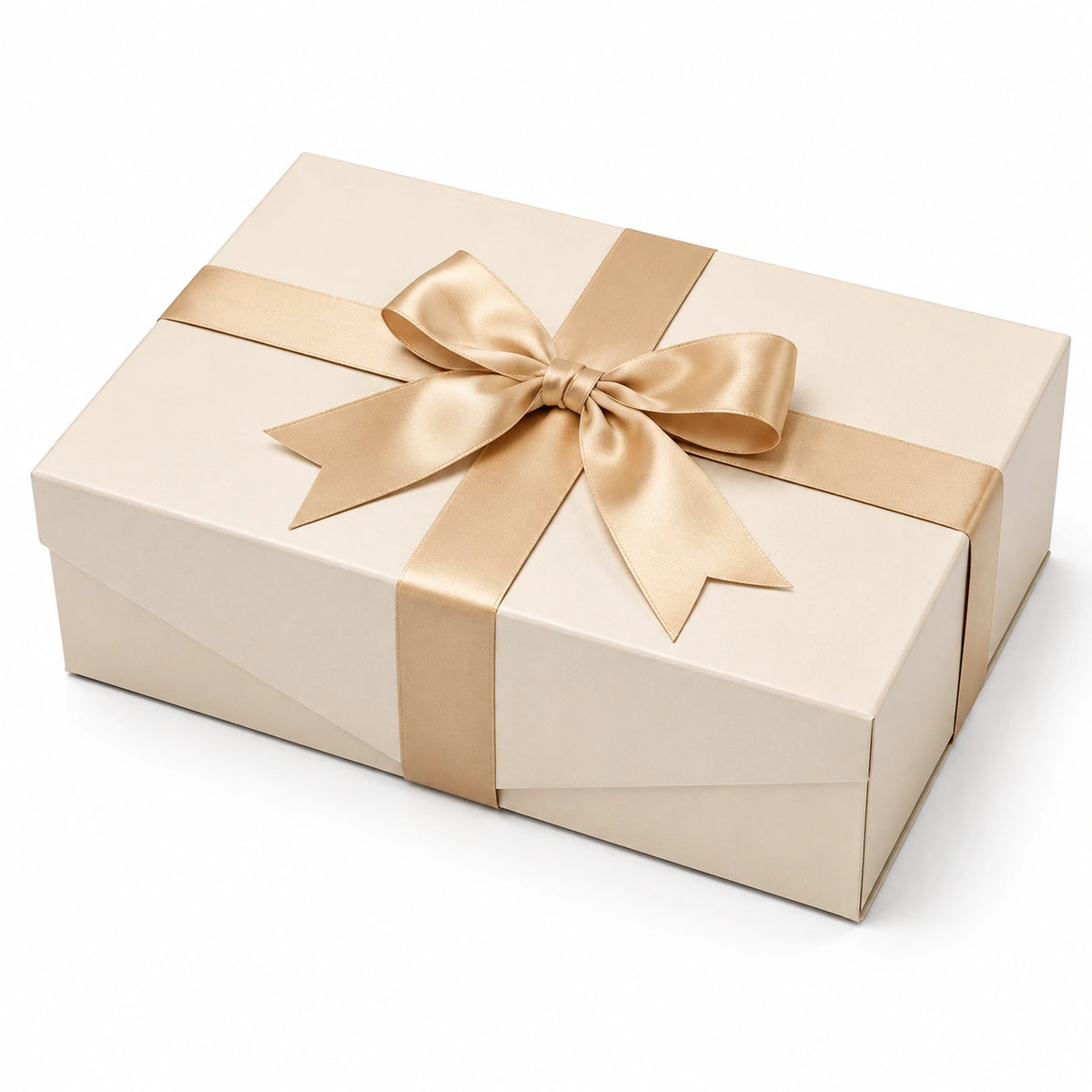 Geschenkbox 30 x 22 x 10 cm aus Karton in Creme mit Satinschleife für Geschenkverpackungen