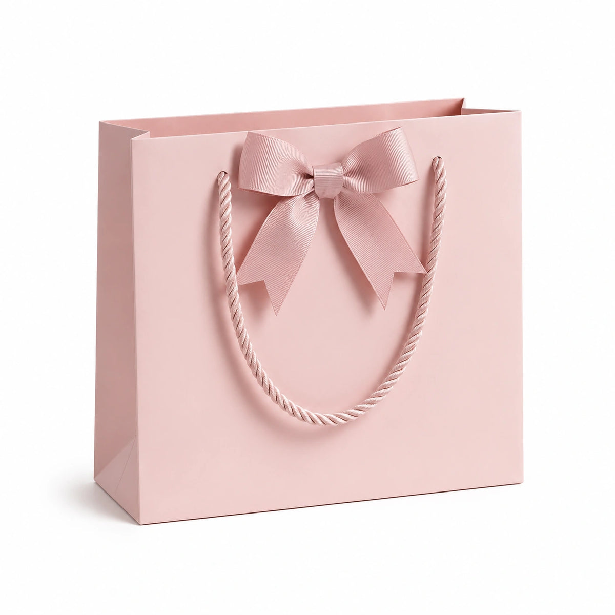 Geschenktüte 26 x 12 x 32 cm aus Papier Rosa mit Kordelgriffen und Schleifendekor