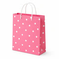 Geschenktüte 26 x 12 x 32 cm Papier Rosa Weiß gepunktet mit Kordelgriffen