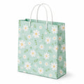 Geschenktüte 26 x 12 x 32 cm aus Papier Mintgrün mit Blumenmuster und Kordelgriffen