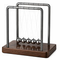 Newtonpendel 25 cm aus Metall und Holz in Silber Dunkelbraun für Schreibtisch